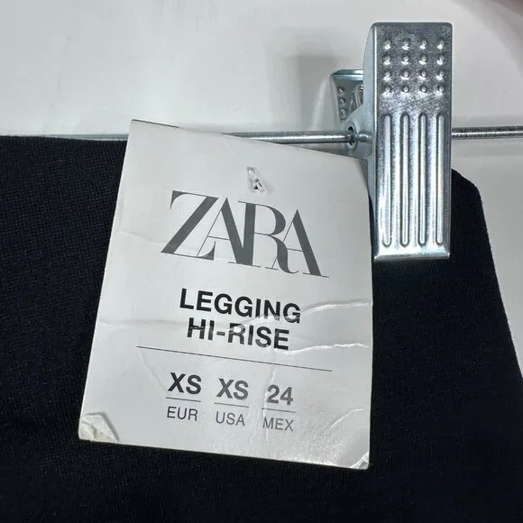NWT ZARA High Rise Legging Embellished Gold Buttons Black XS #A1279 - Picture 11 of 13